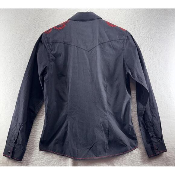 Panhandle Rough Stock Women’s Western Medium Shirt Red Embroidered Pearl Snaps - Picture 4 of 5